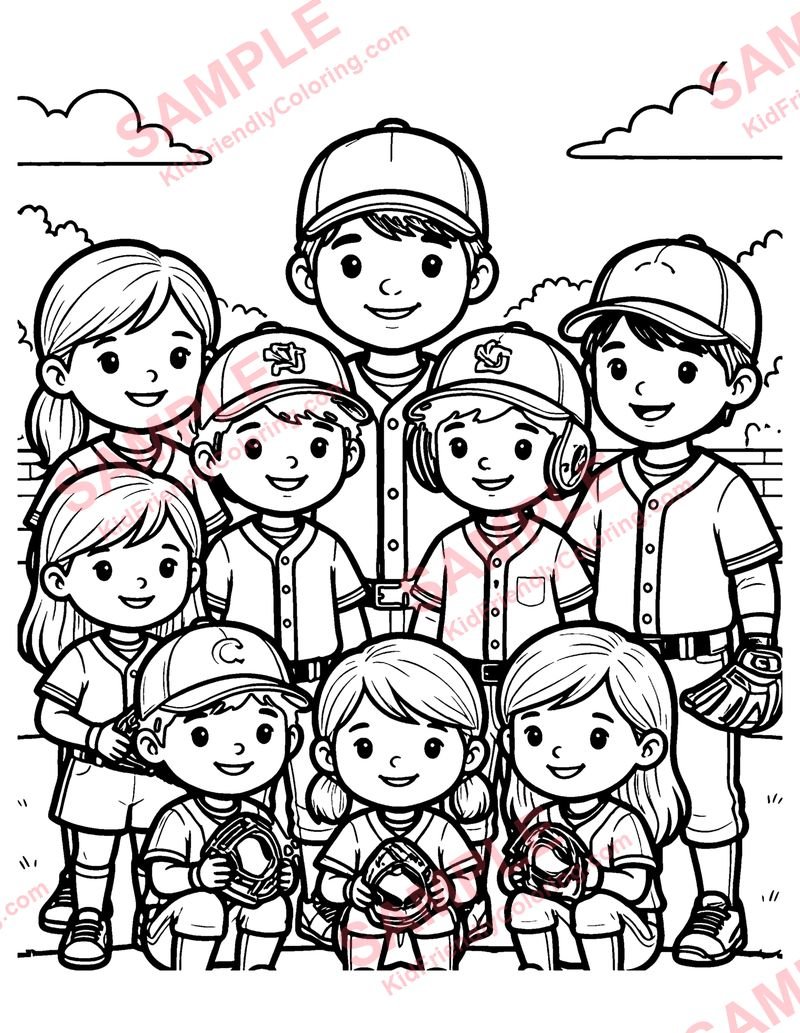 Little League Team coloring page preview