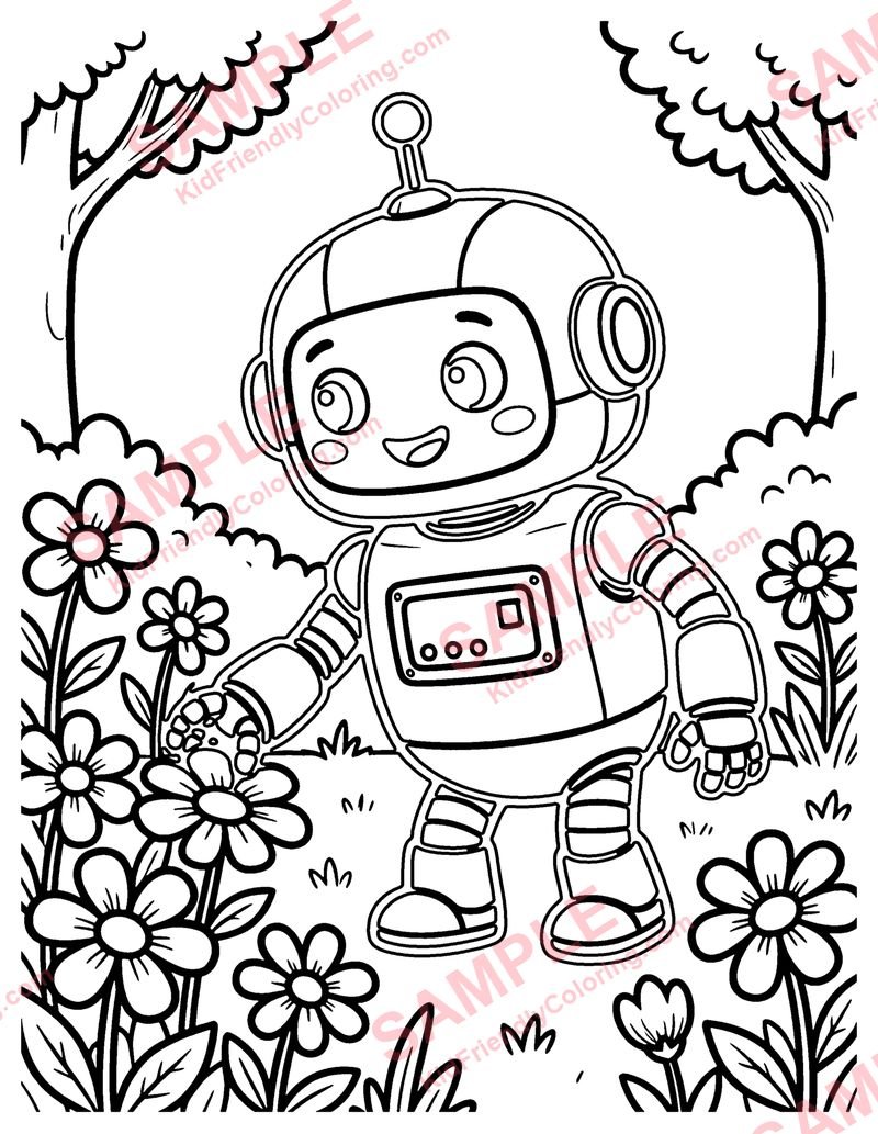 Little Robot Explorer coloring page preview