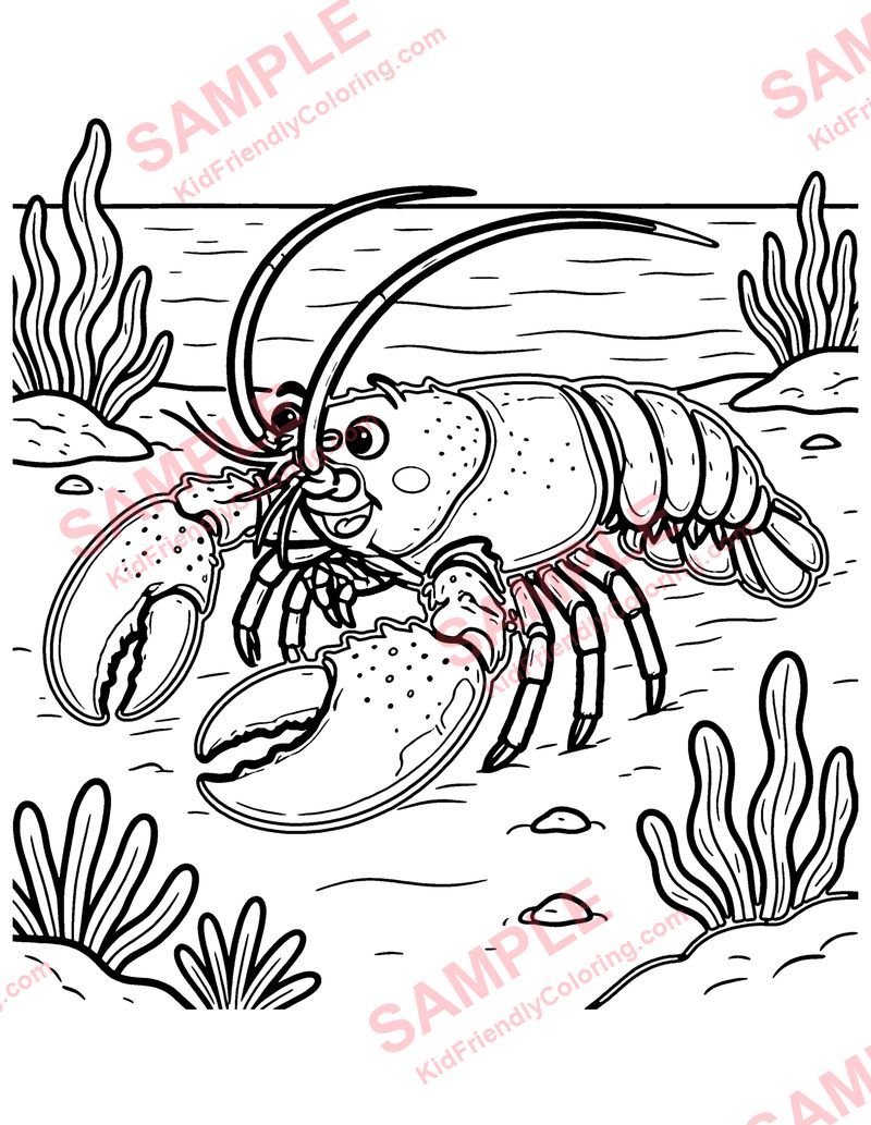 Lobster coloring page preview