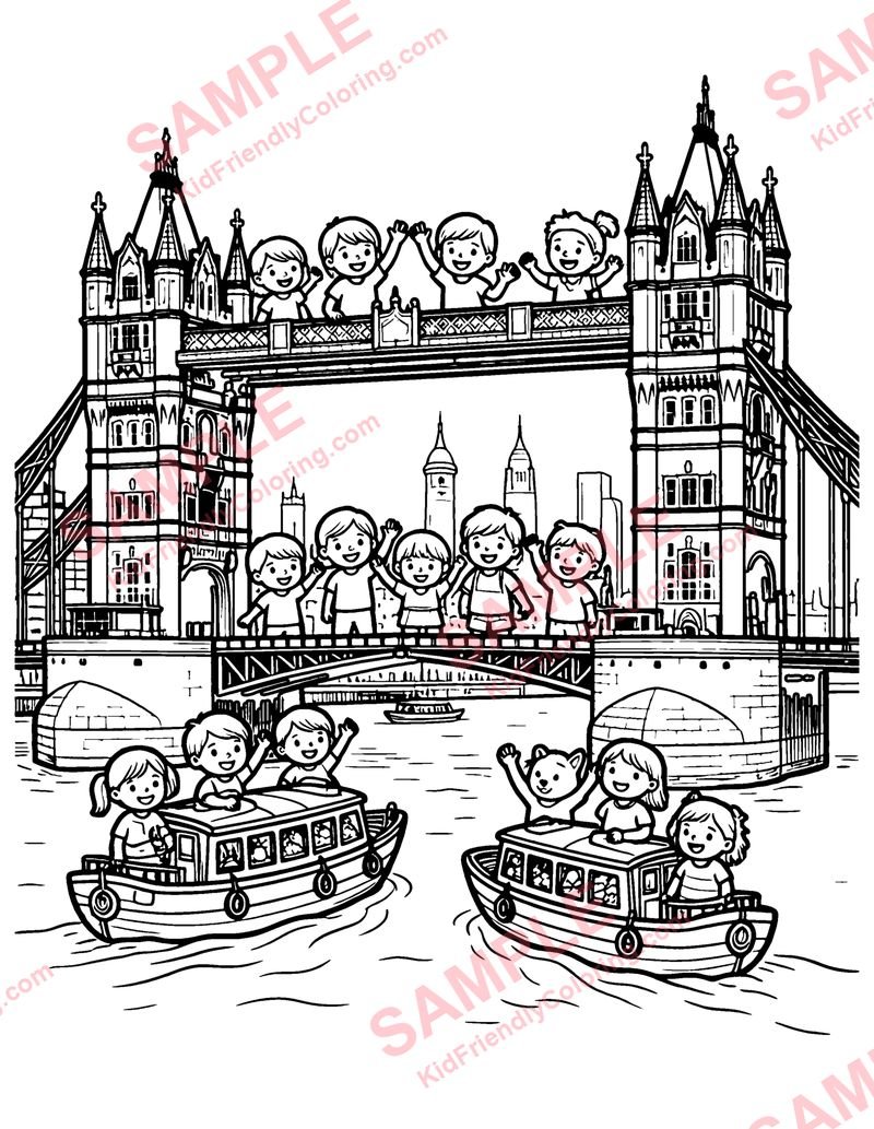 London Bridge coloring page preview