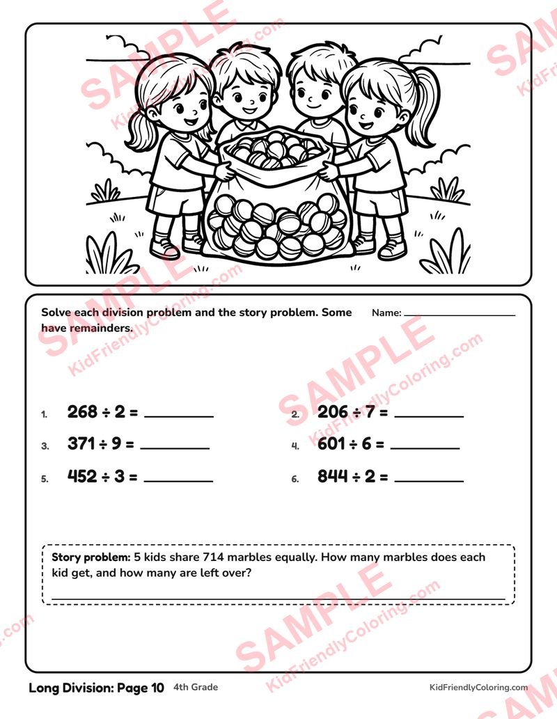 Long Division: Page 10 coloring page preview