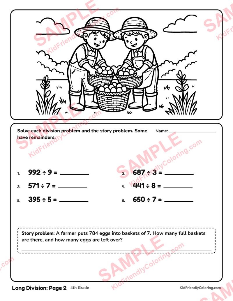 Long Division: Page 2 coloring page preview