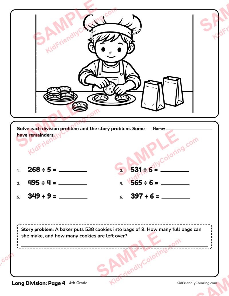 Long Division: Page 4 coloring page preview