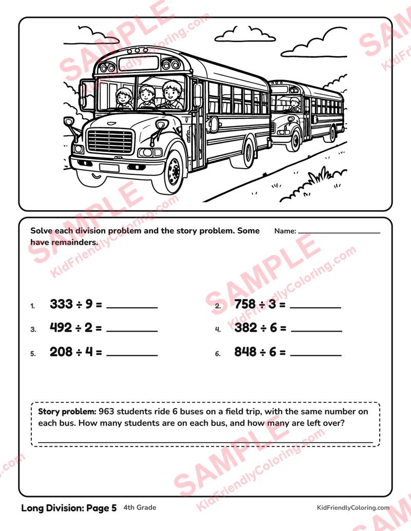 Long Division: Page 5 coloring page preview