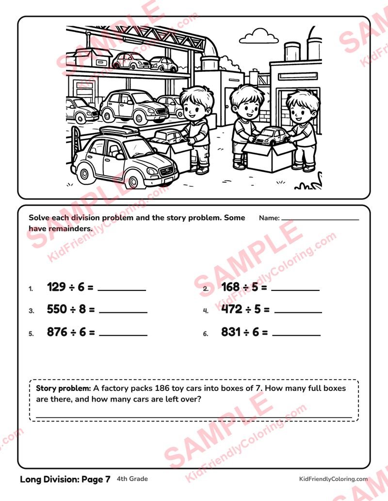 Long Division: Page 7 coloring page preview