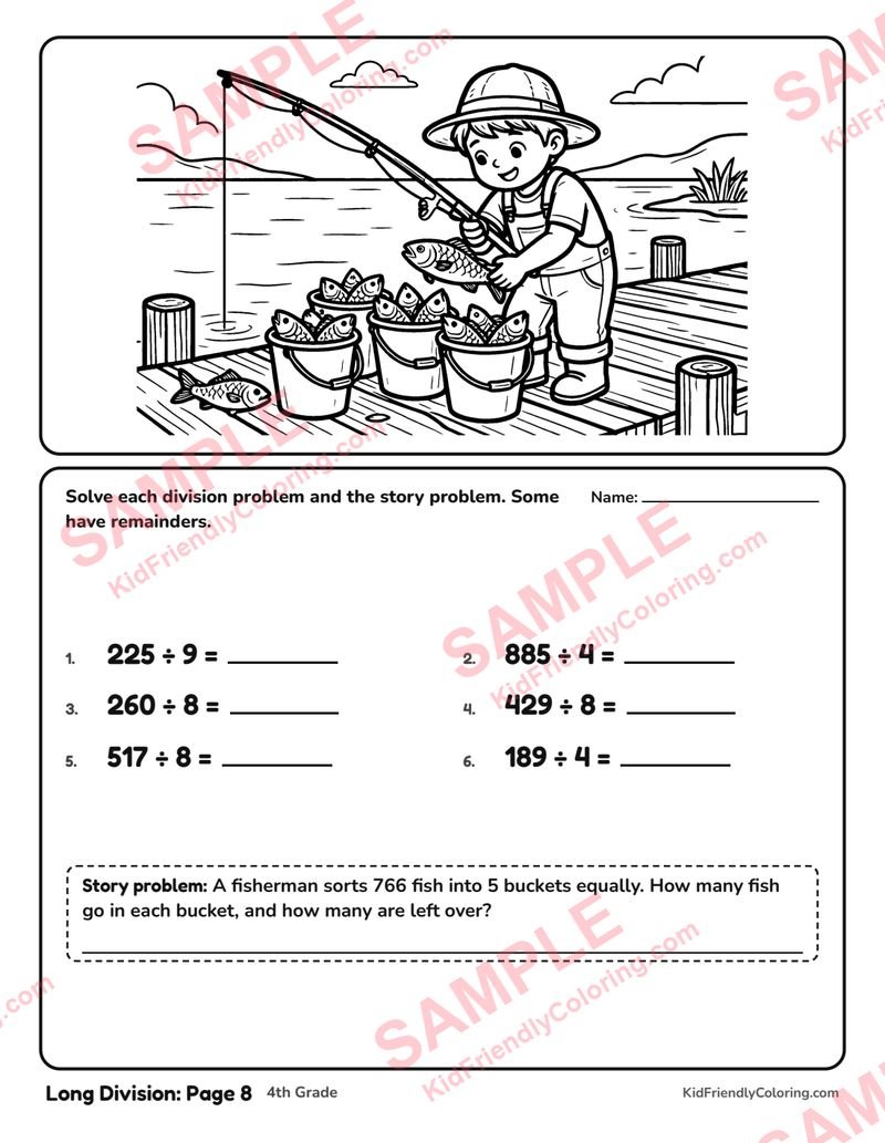 Long Division: Page 8 coloring page preview