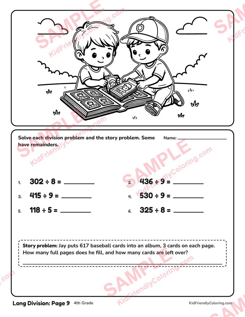 Long Division: Page 9 coloring page preview