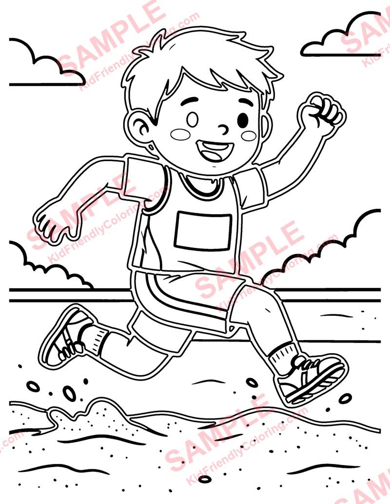 Long Jump coloring page preview