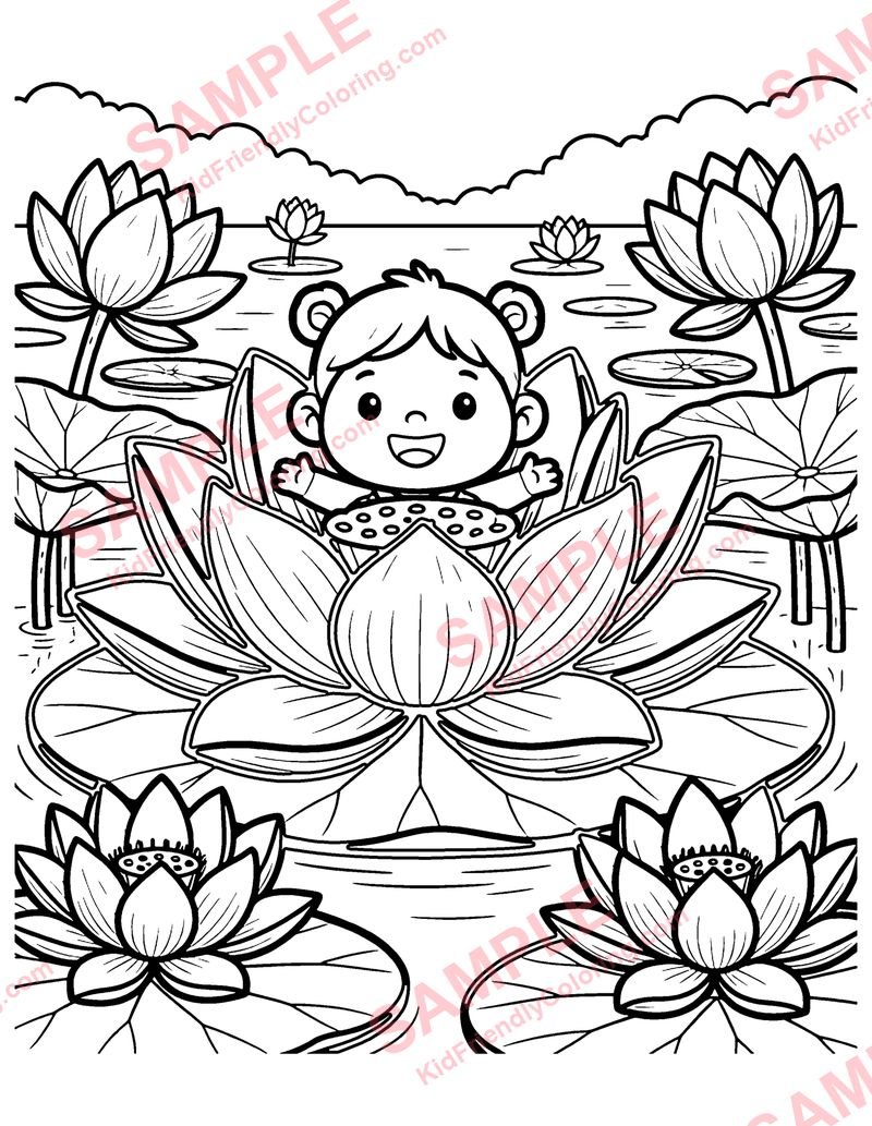 Lotus Flower coloring page preview