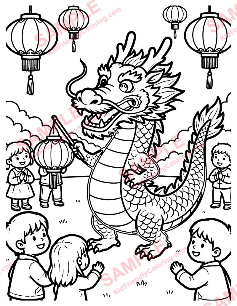 Lunar New Year coloring page preview