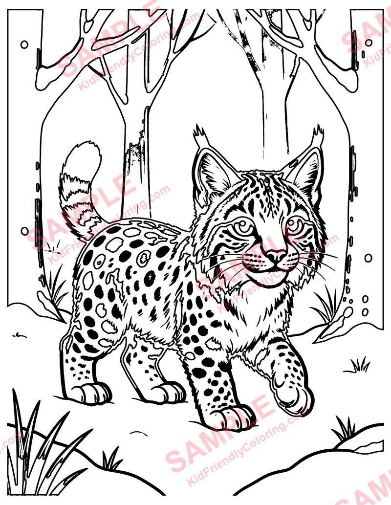 Lynx in the Snow coloring page preview