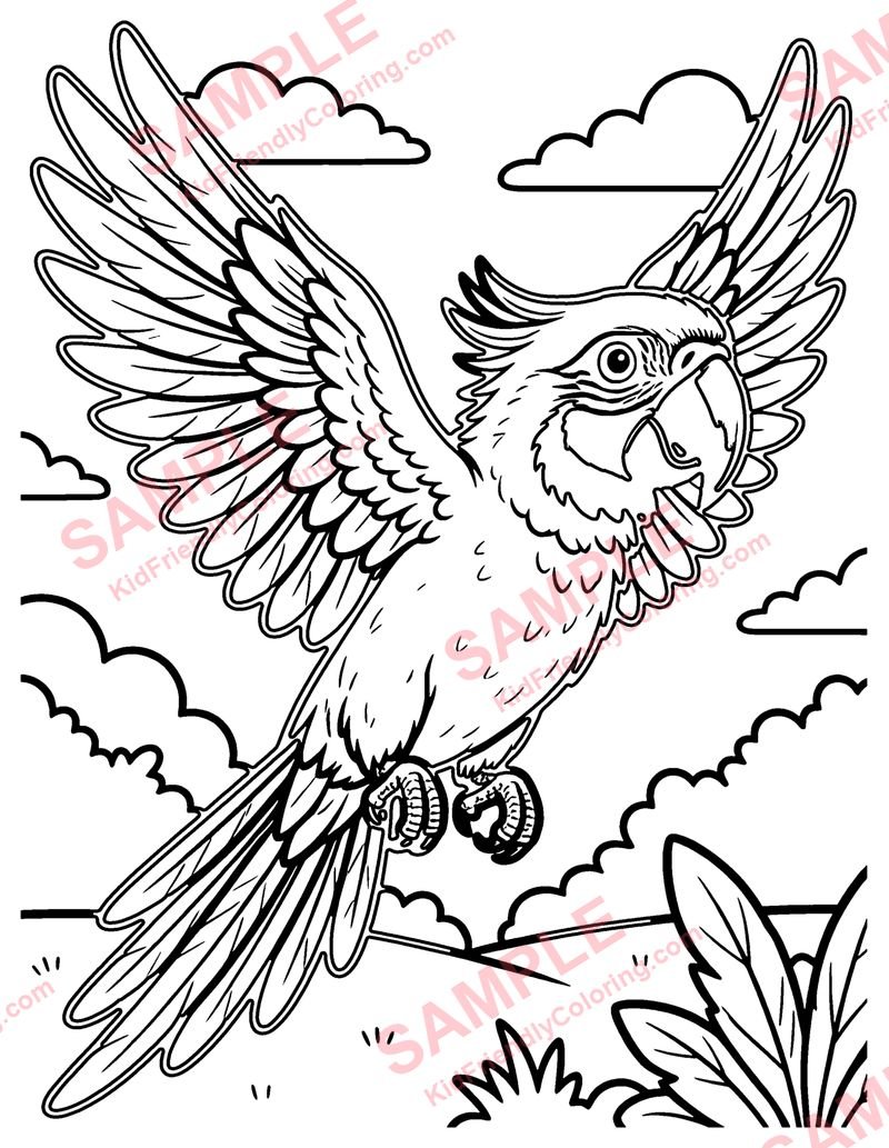 Macaw coloring page preview