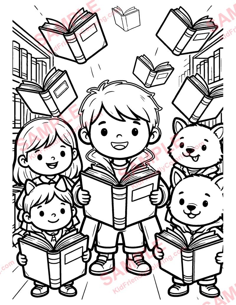 Magic Library coloring page preview