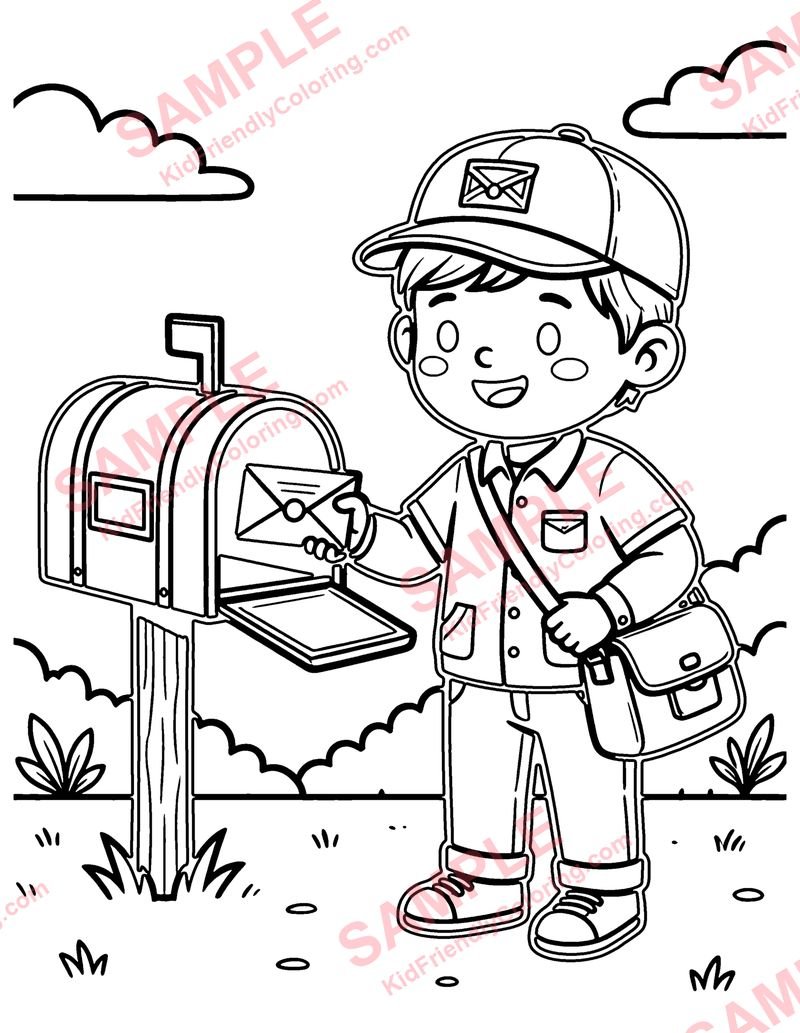 Mail Carrier coloring page preview