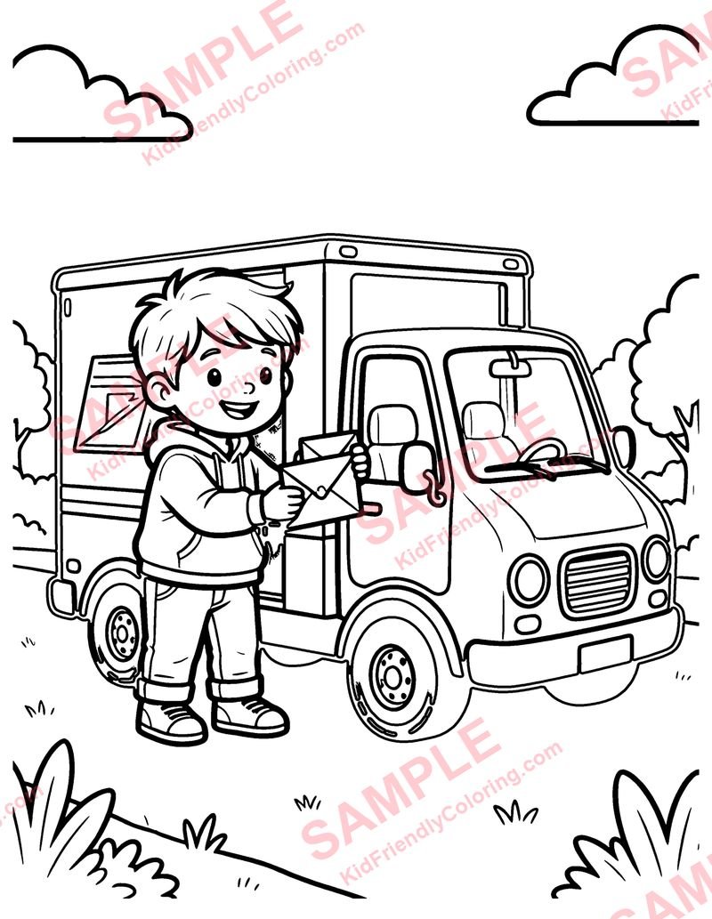 Mail Truck coloring page preview