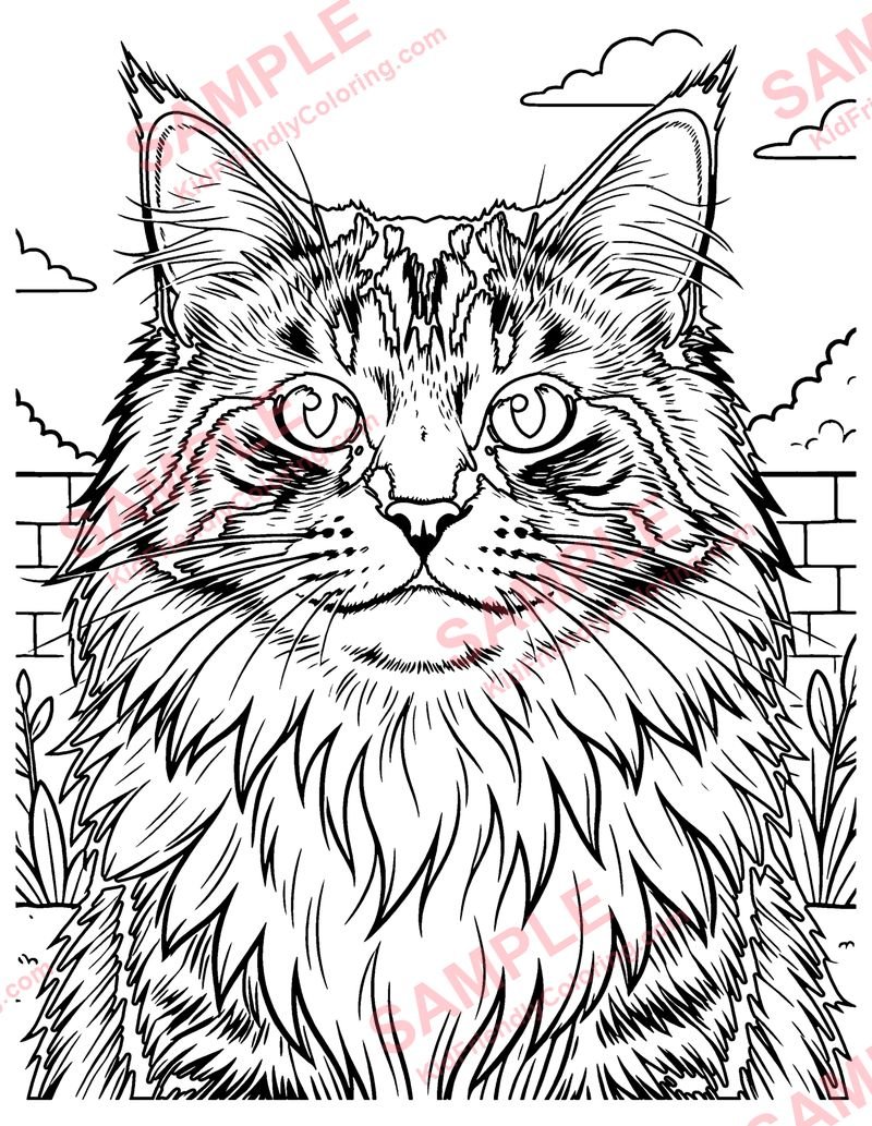 Maine Coon coloring page preview