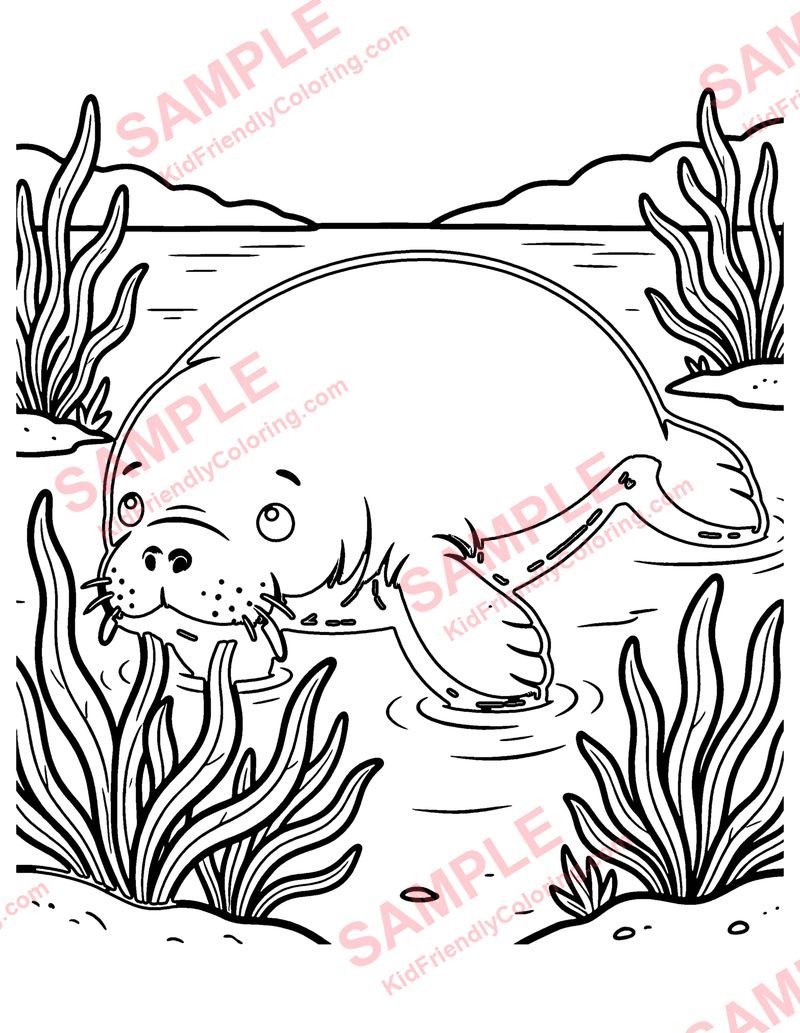 Manatee coloring page preview