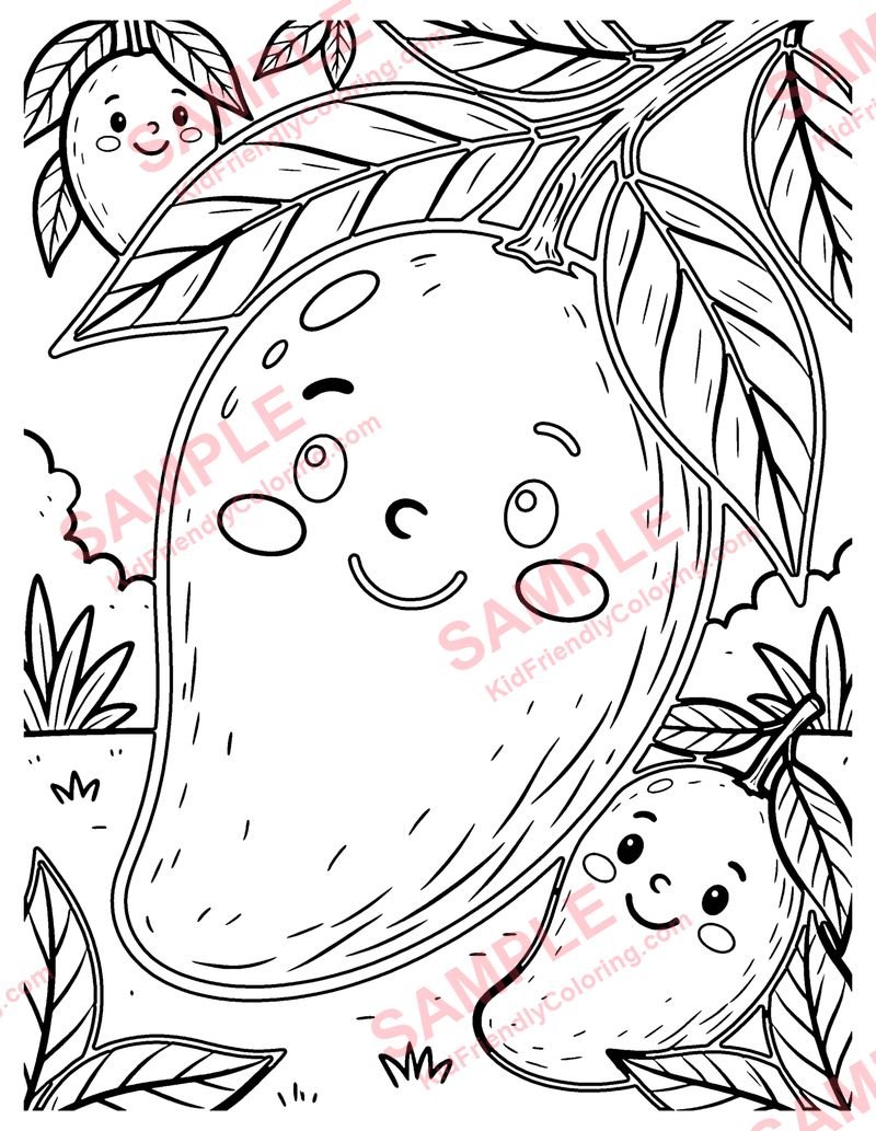 Mango coloring page preview