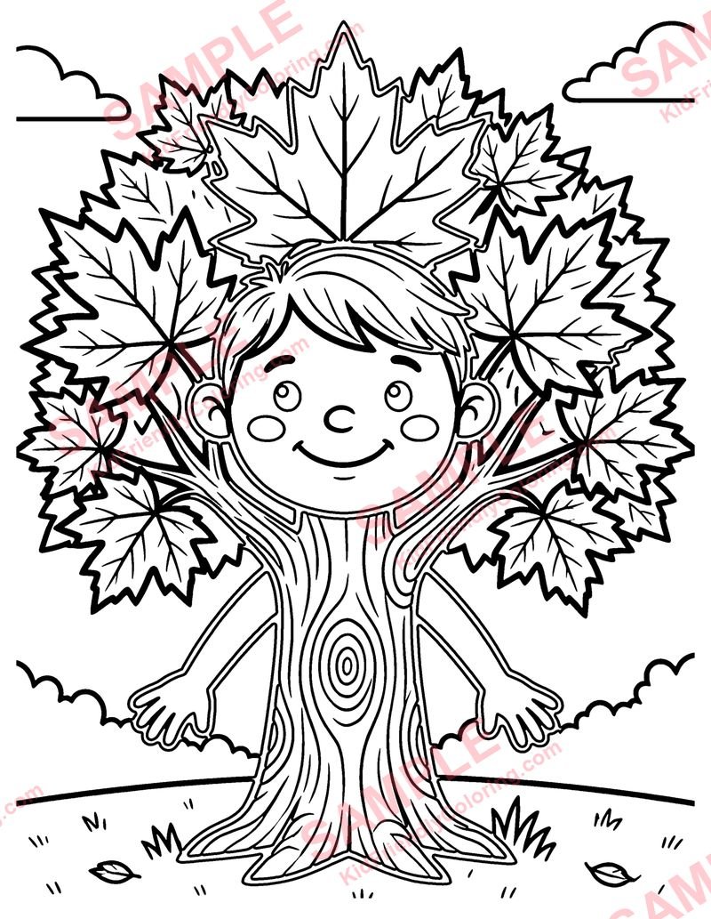 Maple in Autumn coloring page preview