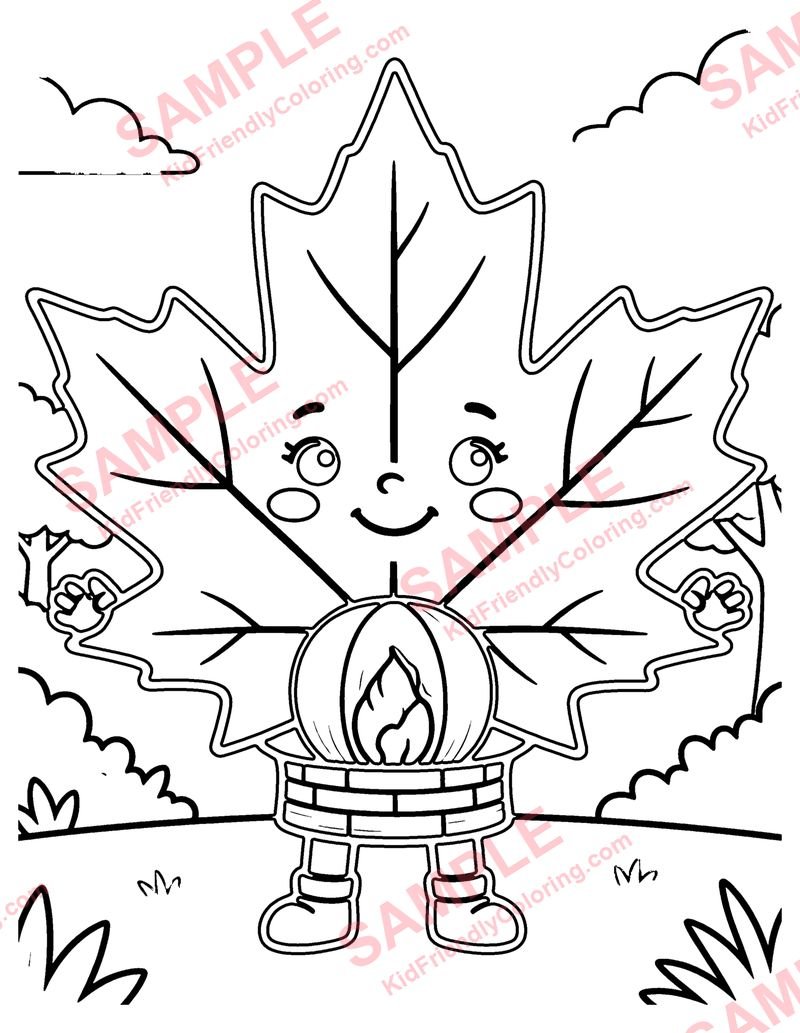 Maple Leaf Lantern coloring page preview