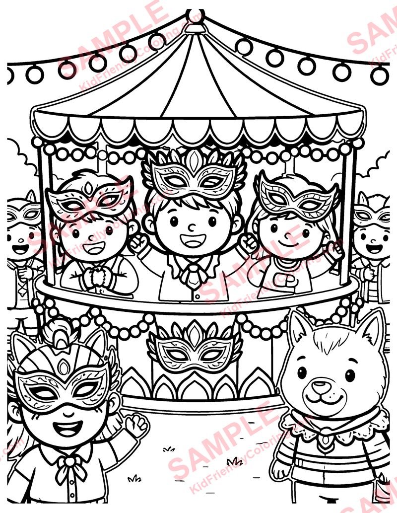 Mardi Gras Parade coloring page preview