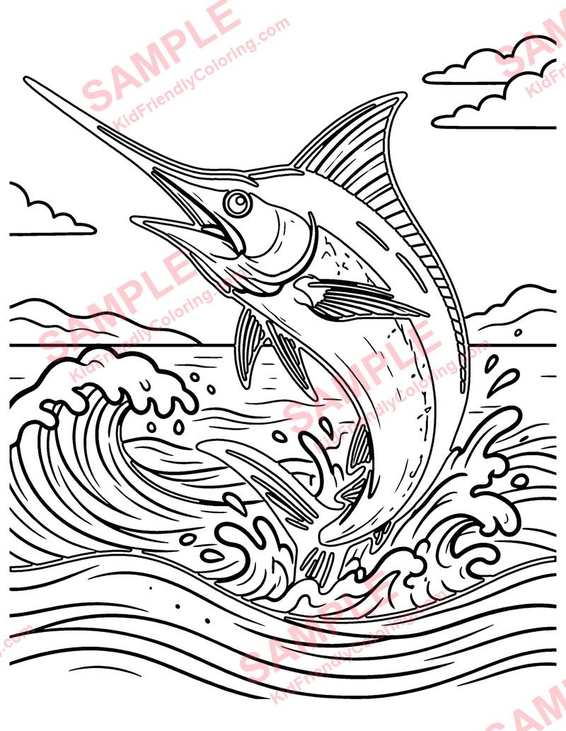 Marlin coloring page preview