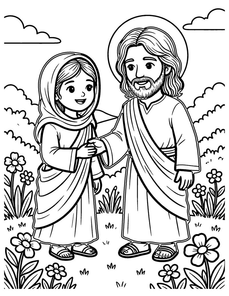 Mary Sees Jesus coloring page preview