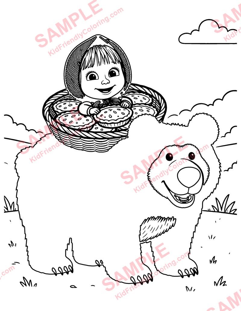 Masha and the Bear coloring page preview