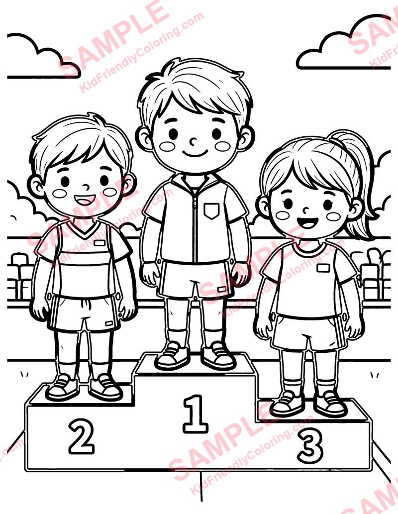 Medal Podium coloring page preview