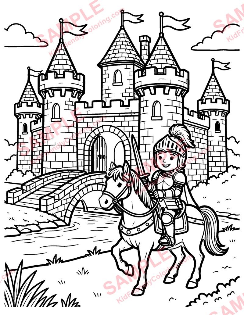 Medieval Castle Life coloring page preview