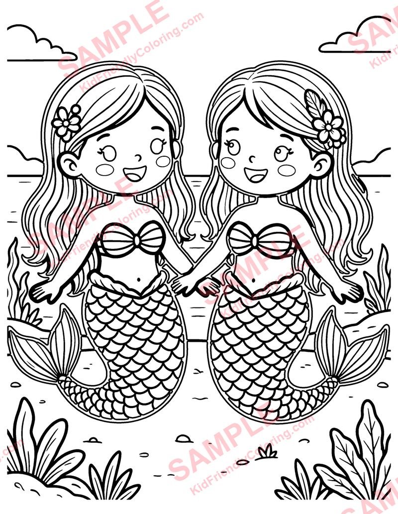 Mermaid Choir coloring page preview