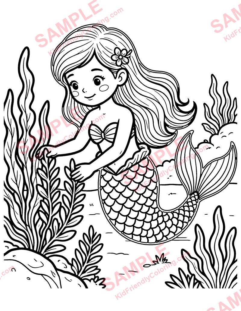Mermaid Garden coloring page preview