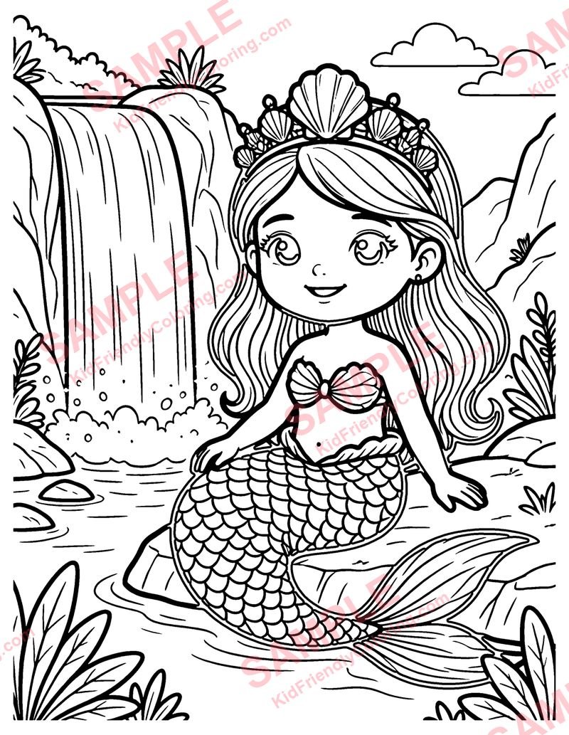 Mermaid Lagoon coloring page preview