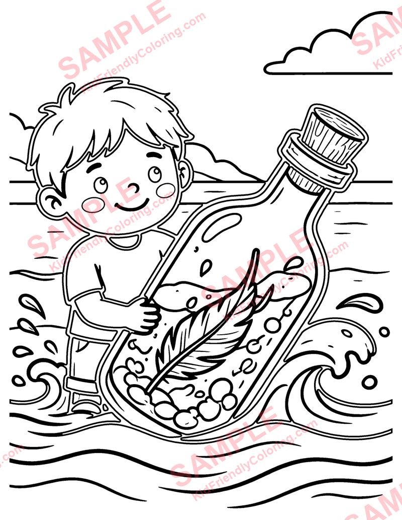 Message in a Bottle coloring page preview