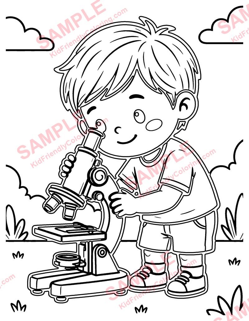 Microscope coloring page preview