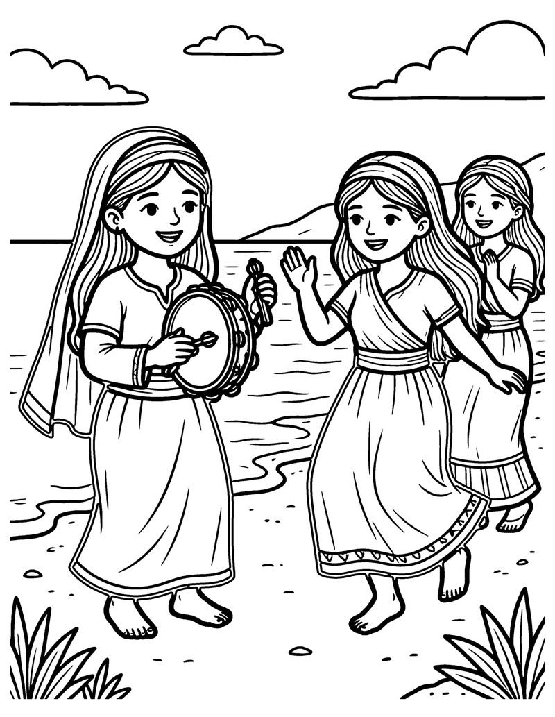 Miriam Dances coloring page preview