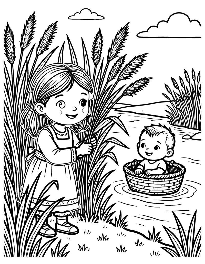 Miriam Watches Her Brother coloring page preview