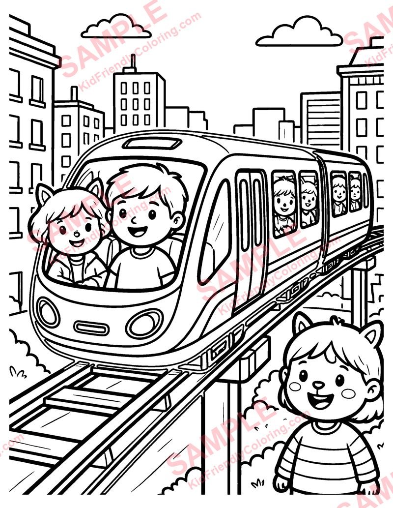 Monorail coloring page preview
