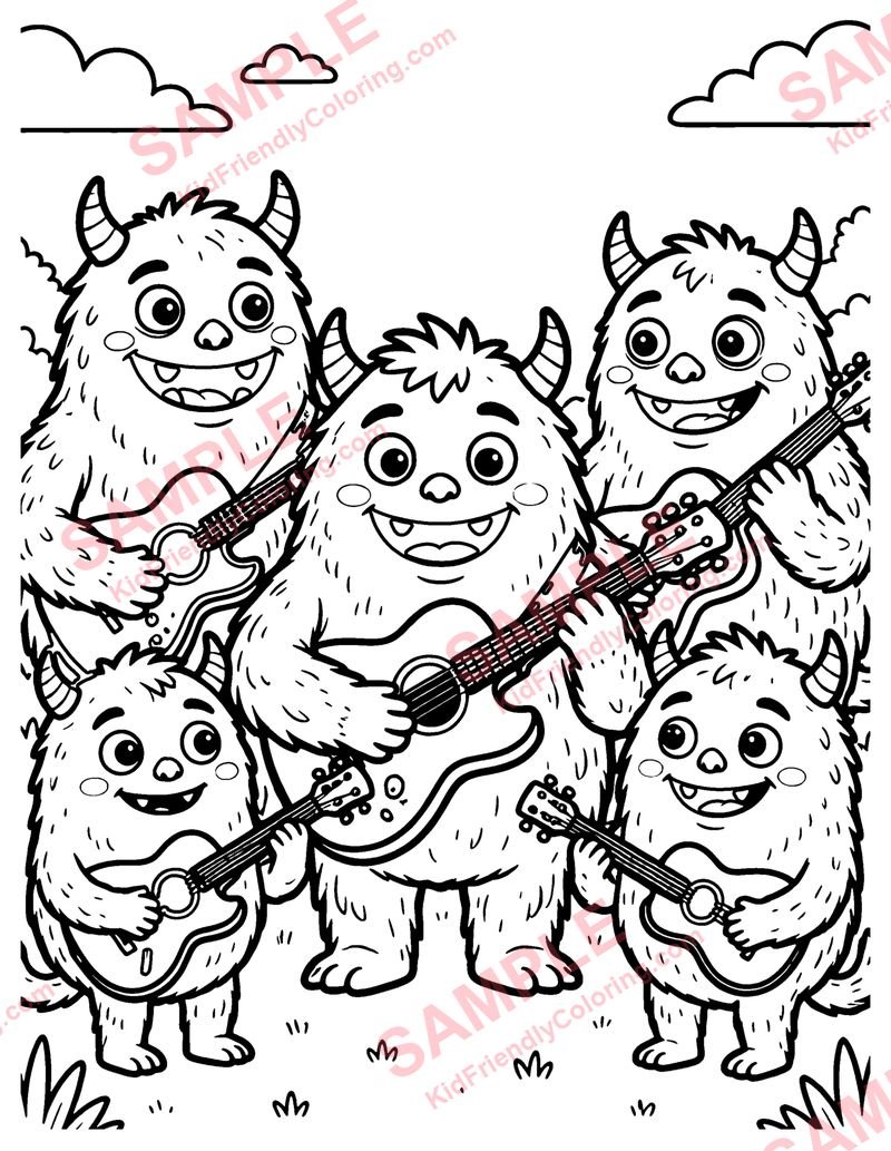 Monster Band coloring page preview