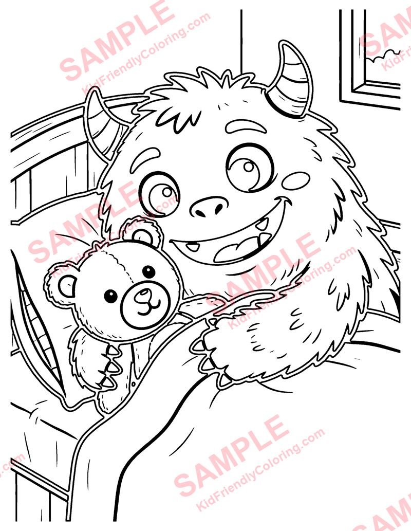 Monster Bedtime coloring page preview
