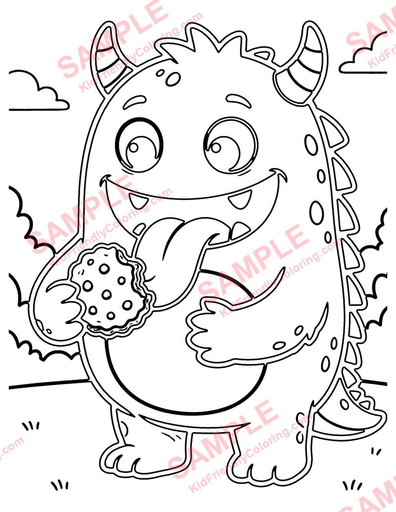 Monster Catching Cookies coloring page preview