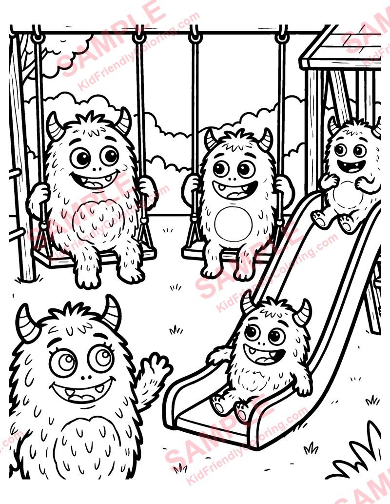 Monster Playground coloring page preview