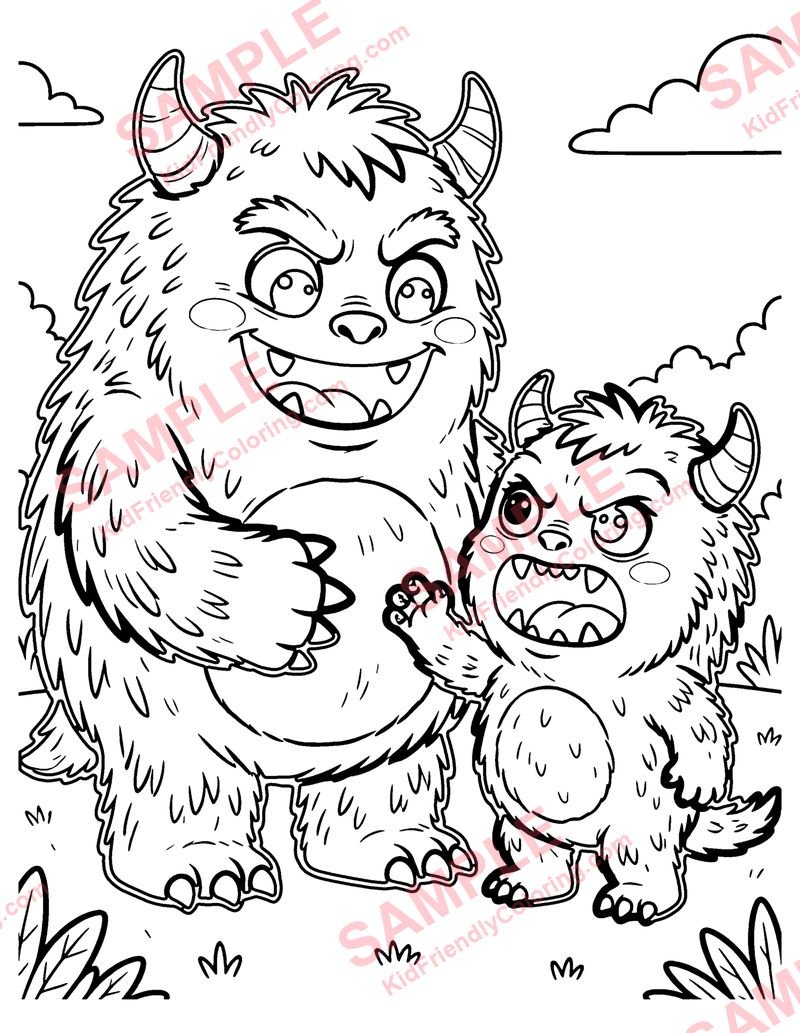 Monster Teaches Roaring coloring page preview
