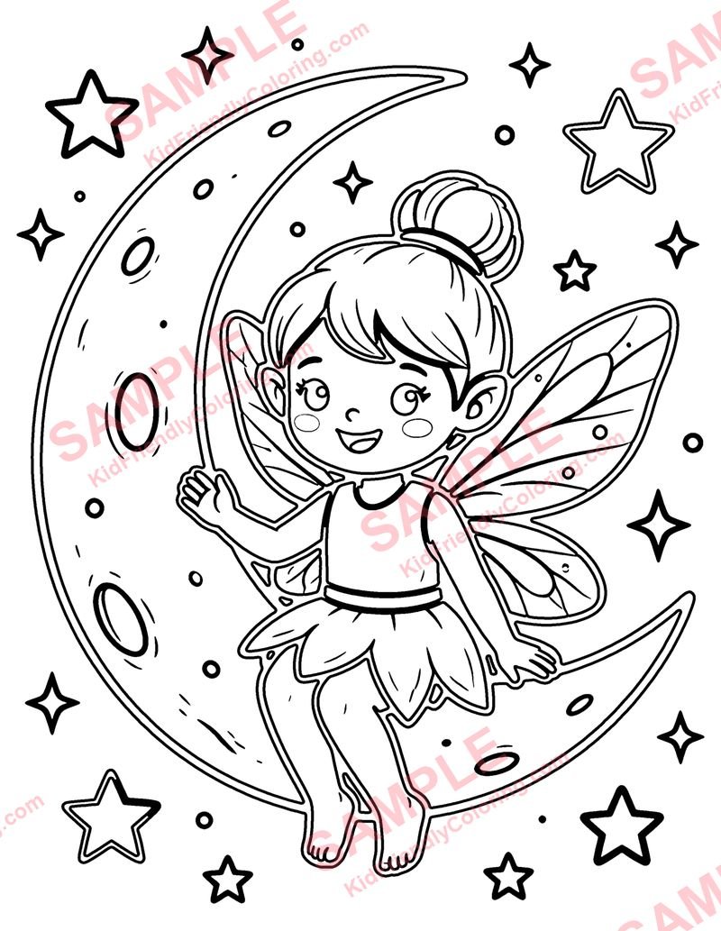Moon Fairy coloring page preview