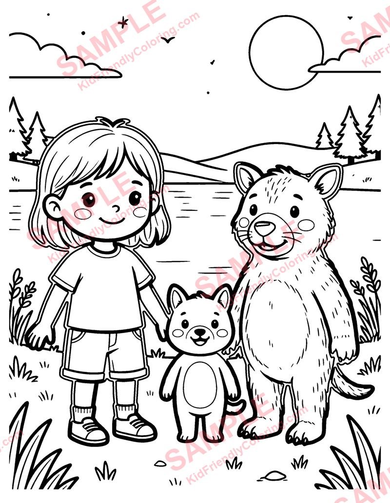 Moonlit Lake coloring page preview
