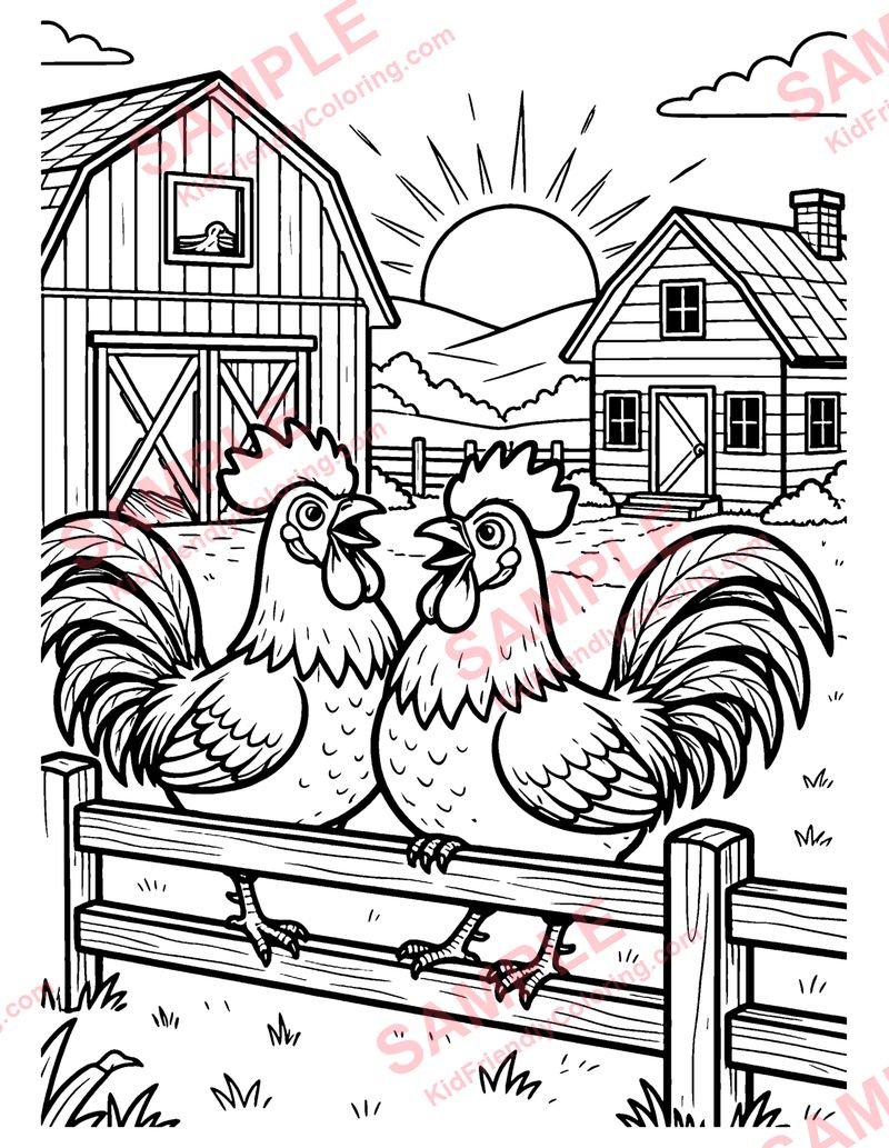 Morning on the Farm coloring page preview