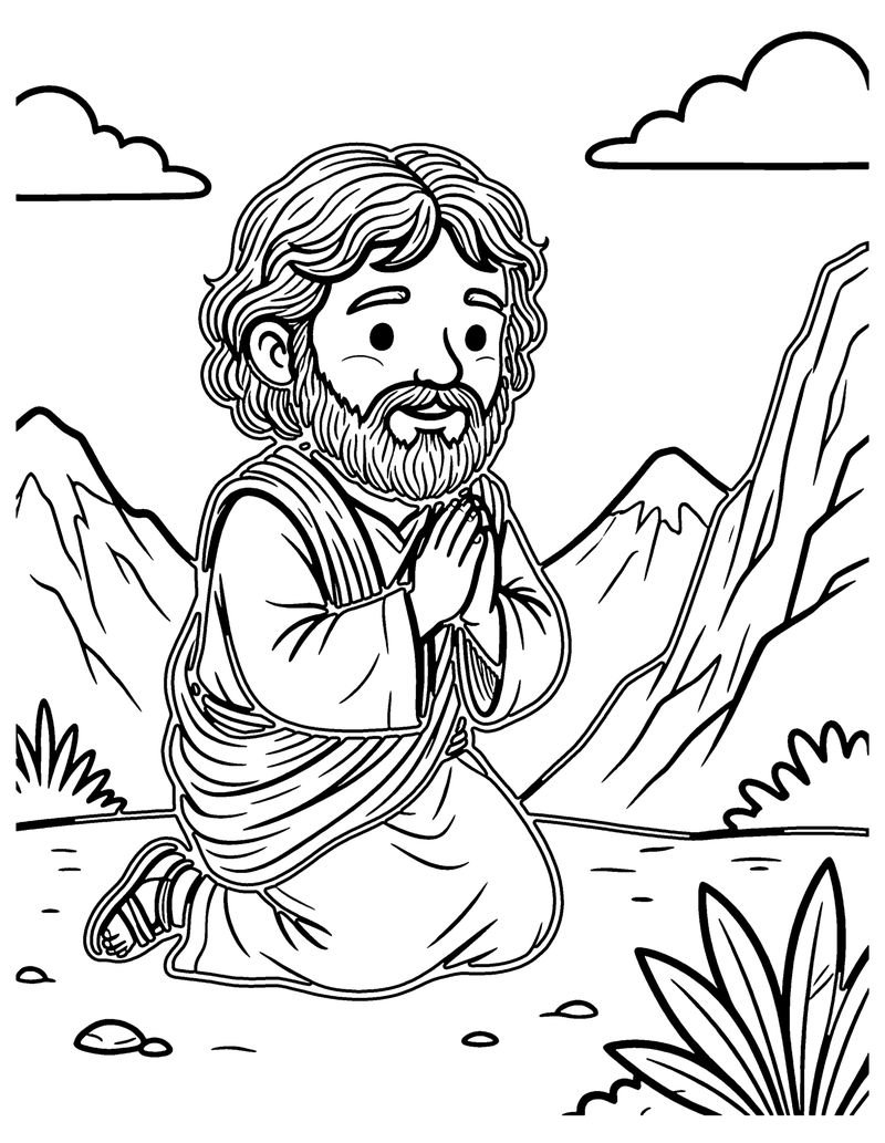 Moses Prays for the People coloring page preview