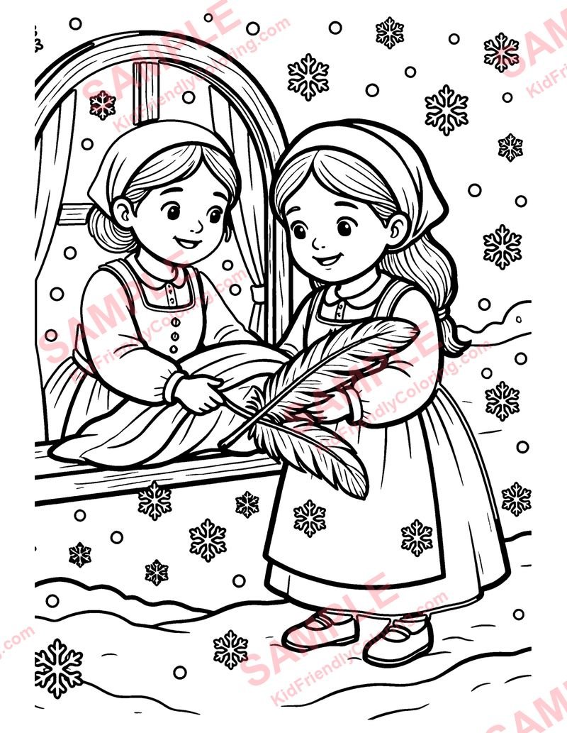 Mother Holle coloring page preview