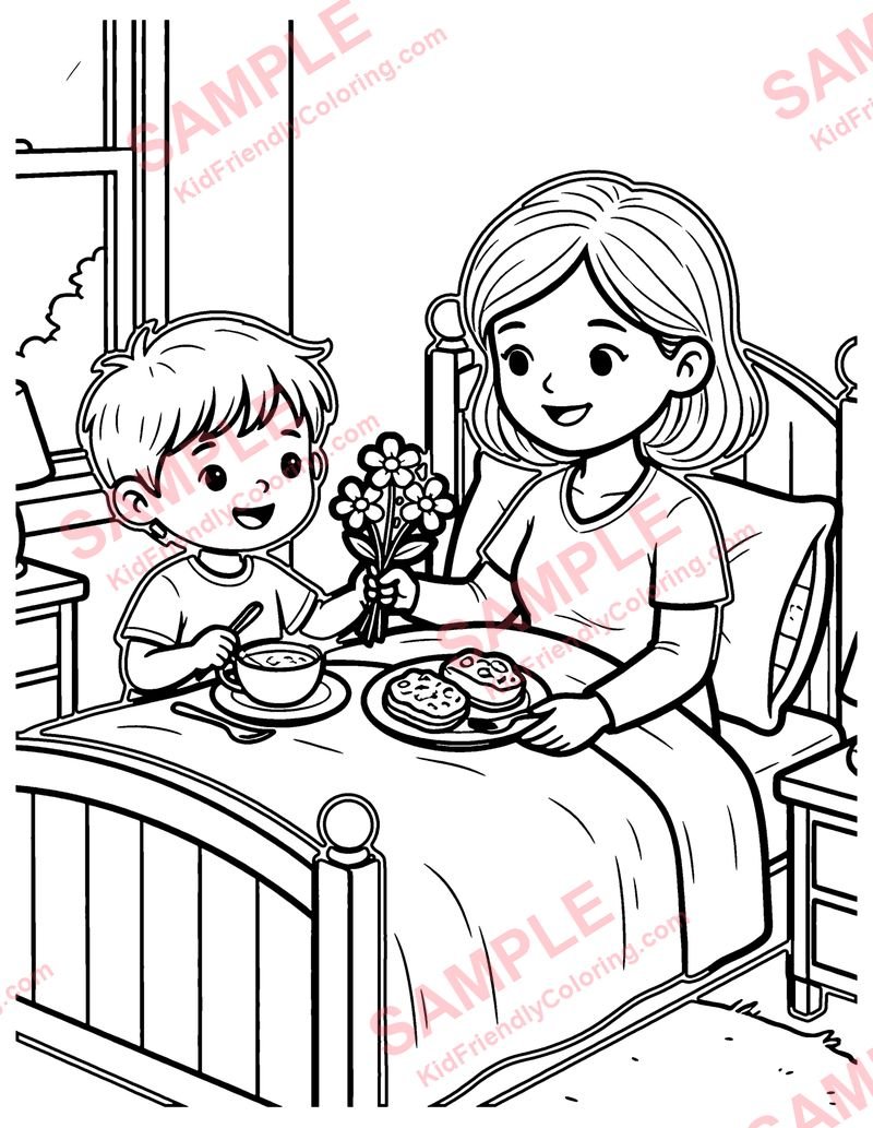 Mother's Day Flowers coloring page preview