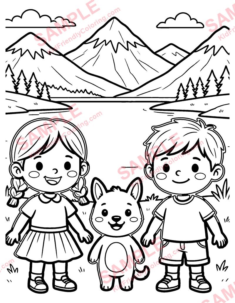 Mountain Lake coloring page preview